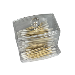Container organizer for cotton swabs with an open niche (small, transparent)