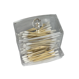 Container organizer for cotton swabs with an open niche (small, transparent)