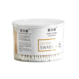 Bamboo cotton buds in a plastic tube - round large package, 500 pcs
