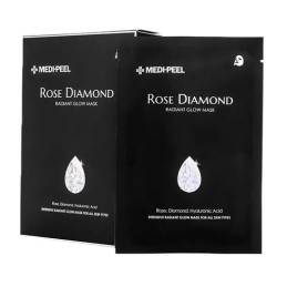 Medi-peel "Rose diamond radiant glow mask", Тканинна маска з діамантовою пудрою