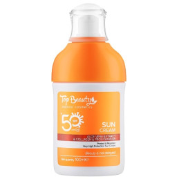 Top Beauty, Крем для тела солнцезащитный с алоэ вера и коллагеном SPF 50, 100 мл